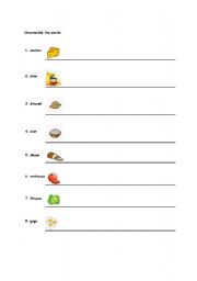 English worksheet: Food