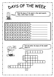 English Worksheet: DAYS OF THE WEEK