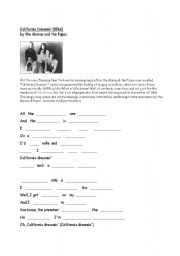 English worksheet: California Dreaming cloze exercise