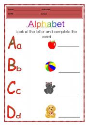 English worksheet: alphabet part 1