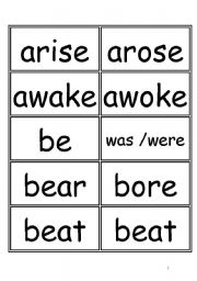 English Worksheet: Memory Game of Irregular Verbs