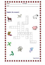 English worksheet: Animals