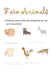 English worksheet: Farm animals