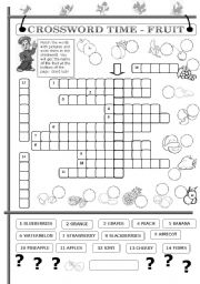 English Worksheet: CROSSWORD TIME - FRUIT (editable)