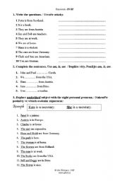 English worksheet: to BE - Homework assignment