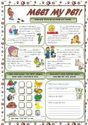 English Worksheet: MEET MY PET!