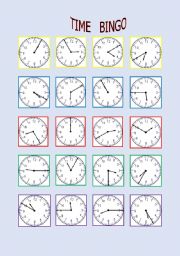 English Worksheet: TIME BINGO