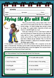 English Worksheet: FLYING THE KITE WITH DAD! ( 2 PAGES )