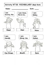English Worksheet: Vocabulary:  Body Parts