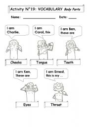 English Worksheet: Vocabulary:  Body Parts