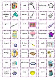 English Worksheet: Lets play dominoes! Set 6 - In the kitchen