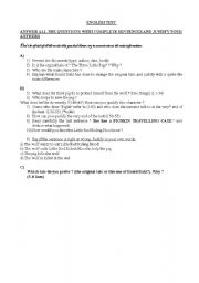 English worksheet: QUESTIONS TEST 