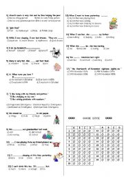 English Worksheet: past,past continuous,should...