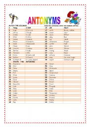 English Worksheet: antonyms