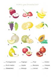 English Worksheet: What is your favorite fruit?