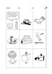 English Worksheet: Initial Sound * I *  Cut and Paste!  (2 pages)