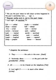 English worksheet: Past tense