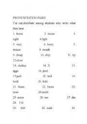 English Worksheet: Pronunciation Pairs