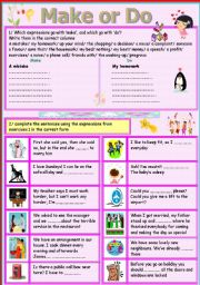 English Worksheet: do and make