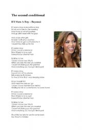 English Worksheet: The second conditional - song Beyonc