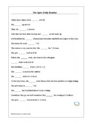 English worksheet: The Spies Daily Routines