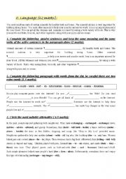 English Worksheet: mid term 2 -first year secondary  school test