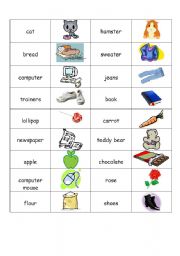 English Worksheet: shopping bingo / domino cards