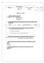 English Worksheet: end of term test 1: secondary school