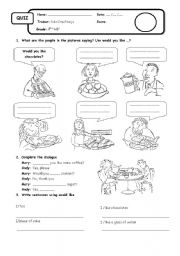 English Worksheet: would you like chocolates?