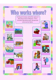 English Worksheet: Who works where 2
