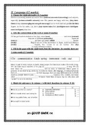 English Worksheet: mid term1/1st year secondary school