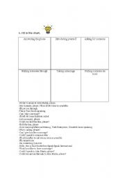 English Worksheet: telephone sentences