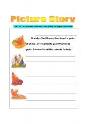 English worksheet: Picture Story- The Little Red Hen