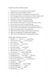 English Worksheet: indirect speech