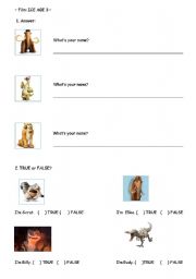 English Worksheet: Film ICE AGE 3