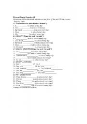 English Worksheet: Present Tense Verbs