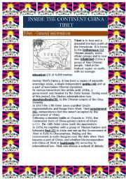 English Worksheet: Inside the continent China - Tibet (6 pages)