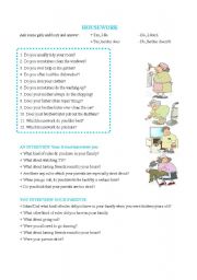 English Worksheet: Housework and rules at home