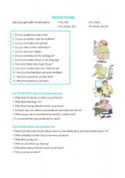 English Worksheet: Housework and rules at home