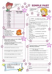 English Worksheet: simple past irregular verbs part 1 