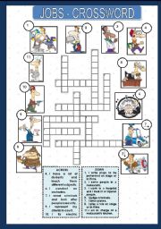 English Worksheet: JOBS - CROSSWORD