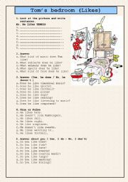 English Worksheet: TOMS BEDROOM