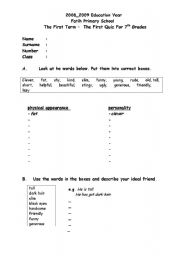 English worksheet: adjectives