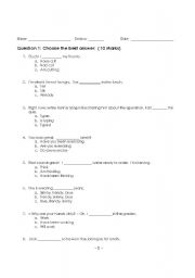 English Worksheet: quiz