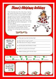 English Worksheet: DIANAS CHRISTMAS HOLIDAYS