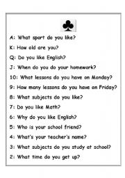 English worksheet: random questions