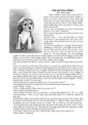 English Worksheet: The dog and three dollars (after Mark Twain )