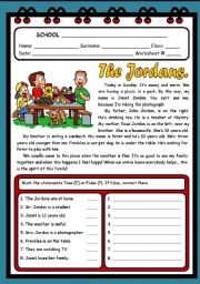 English Worksheet: THE JORDANS ( 2 PAGES )