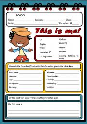 English Worksheet: THIS IS ME! ( 2 PAGES )