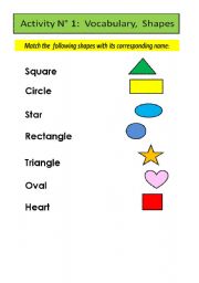 English worksheet: Vocabulary:   Shapes